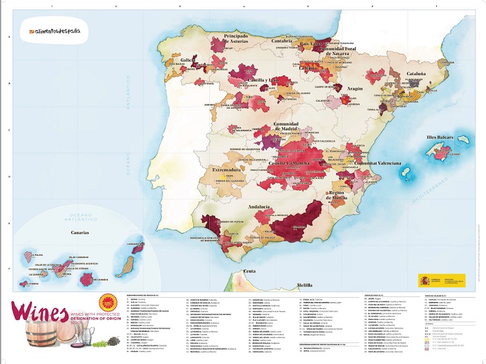 Mapa Hiszpania Wina